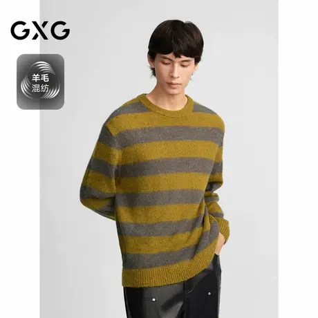 【X】GXG男装条纹设计毛衣宽松男打底衫轻薄休闲针织衫2024秋季品商品大图