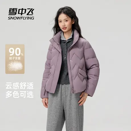 雪中飞2025冬新款立领羽绒服短款小个子女气质通勤简约保暖抗寒服商品大图