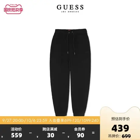 GUESS23年新款秋男士纯色宽松加绒抽绳束脚休闲裤-X2BQ41R2Q41商品大图