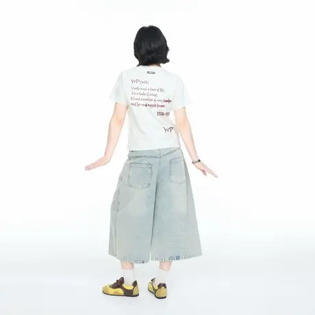 2025新款字母印花正肩短袖T恤女夏季街头风潮流短款ins超好看上衣图片