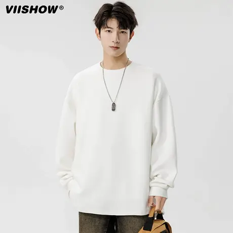 VIISHOW美式套头卫衣男秋季cleanfit圆领打底衫百搭内搭长袖T恤商品大图