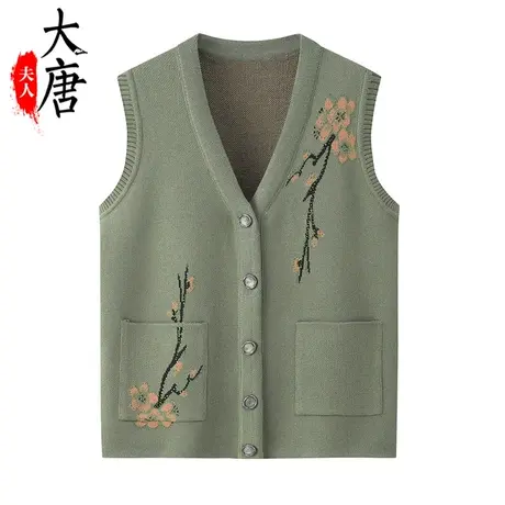 中老年人马甲女奶奶秋装针织背心妈妈春秋外套老人马夹老太太坎肩商品大图