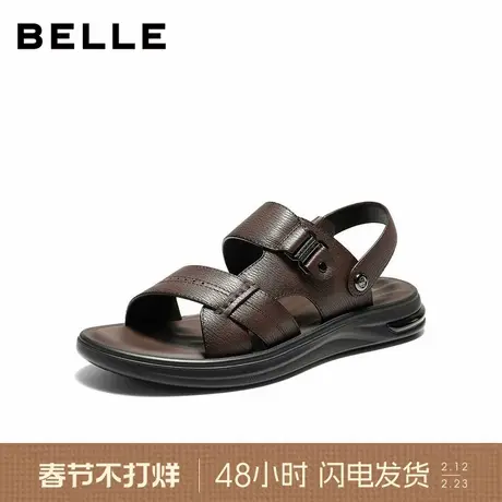 百丽男士软底休闲凉鞋子26夏季新款牛皮两穿户外爸爸拖鞋9BN01BL6商品大图