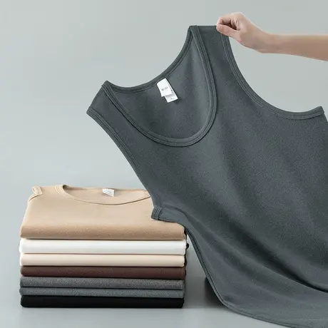 300g重磅德绒背心男秋冬保暖无袖t恤健身运动坎肩双面绒打底马甲图片