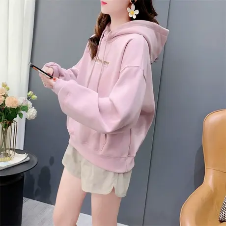 2023秋冬新款连帽卫衣女加绒加厚韩版宽松百搭休闲套头上衣ins潮商品大图