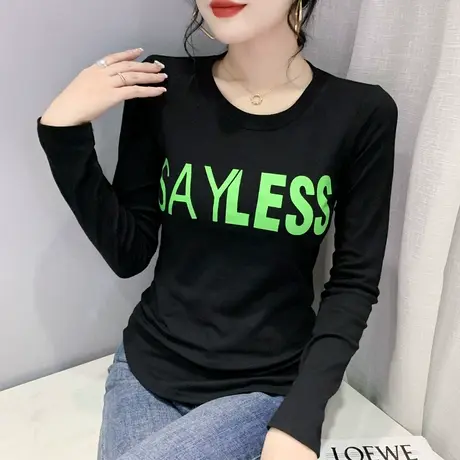 女装2023新款网红个性长袖T恤ins别致百搭显瘦上衣气质显瘦打底衫商品大图