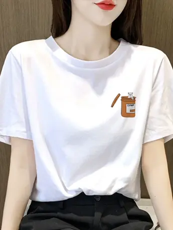 仿棉白色短袖T恤女2023新款夏季今年流行爆款小众设计感上衣ins潮图片