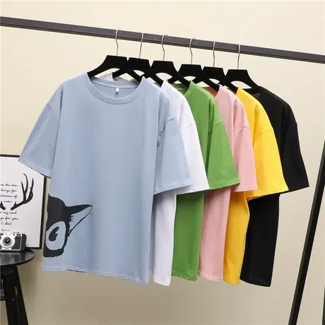 2024年新款春夏季情侣女装别致小众设计感上衣服正肩短袖t恤潮ins商品大图