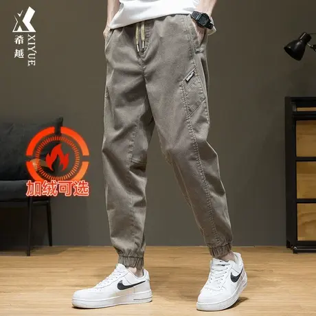 美式复古工装裤子男春秋哈伦裤子男士宽松大码加大夏季运动休闲裤图片