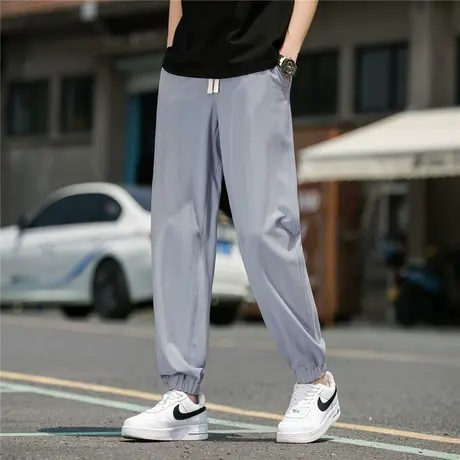 亚麻裤子男款夏季薄款棉麻九分束脚卫裤男士宽松速干运动休闲长裤商品大图