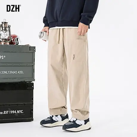男士灯芯绒休闲裤男直筒宽松卡其色裤子男款秋季2023年新款工装裤商品大图