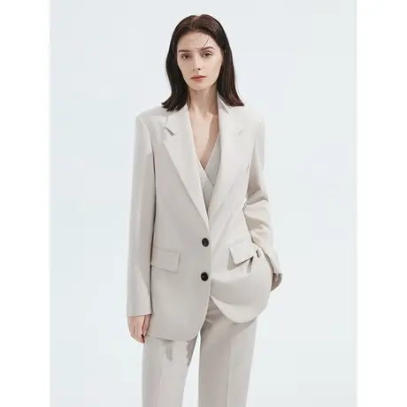 朗姿秋奥莱轻熟风法式西装套装西服外套简约修身气质上衣女高级感图片