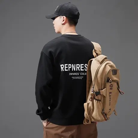 百搭长袖秋款男士卫衣加绒可选高档男士卫衣青少年潮牌休闲男装商品大图