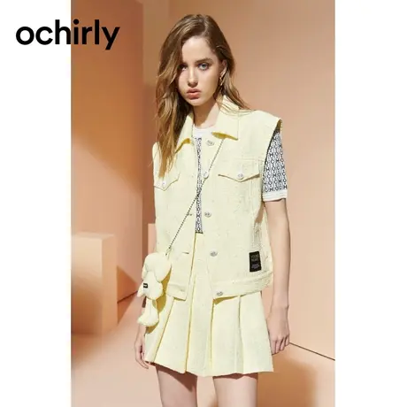 【呼呼严选专享】欧时力 小香风工装马甲外套 新款春装布偶兔排扣图片