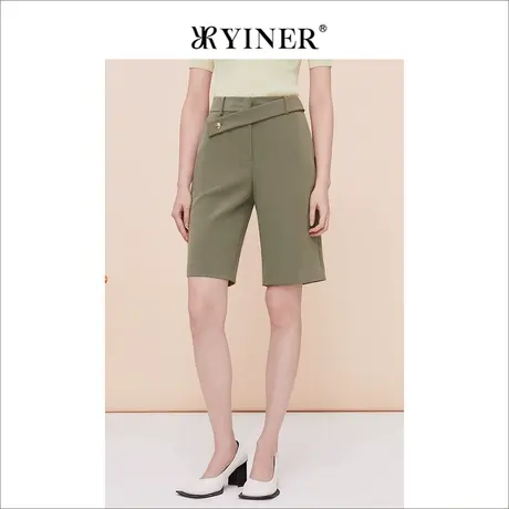 YINER音儿专选女装夏季百搭直筒休闲裤垂感五分短裤商品大图
