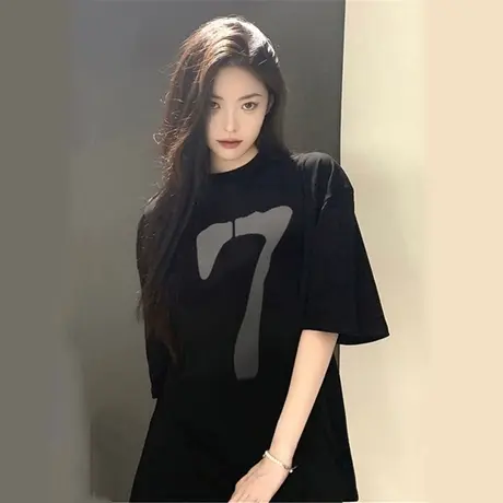 ins超火短袖T恤女夏季宽松百搭纯棉内搭打底衫休闲外穿半袖上衣服图片