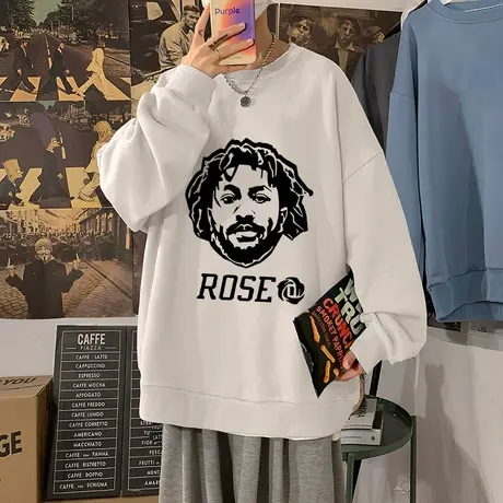 卫衣男秋冬季ins潮牌美式罗斯长袖t恤潮流打底衫宽松港风圆领上衣商品大图