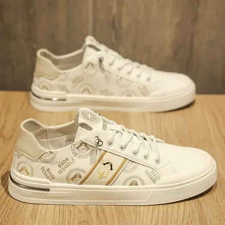 欧洲站男鞋2024新款春季一脚蹬休闲百搭板鞋真皮软底运动小白潮鞋商品大图