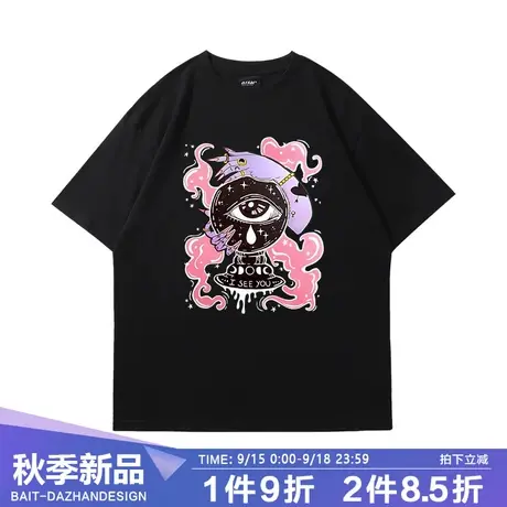小众美式高街t恤短袖衫暗黑欧美ins风独特个性半袖2023新款棉体恤商品大图