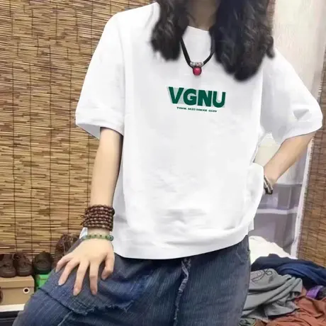 白色T恤女2024夏季纯棉潮牌韩版中长款短袖打底显瘦上衣内搭百搭商品大图