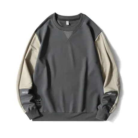 圆领卫衣男2024秋季新款潮流拼接休闲百搭长袖T恤打底衫套头男装商品大图