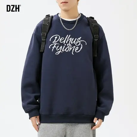 男士藏青色卫衣潮牌男重磅美式宽松上衣长袖情侣春季外套2024新款图片