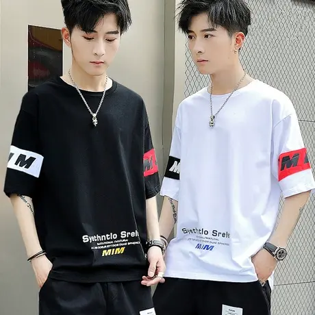 高中初中学生短袖t恤12夏装13男孩14韩版15岁青少年大童男装套装商品大图