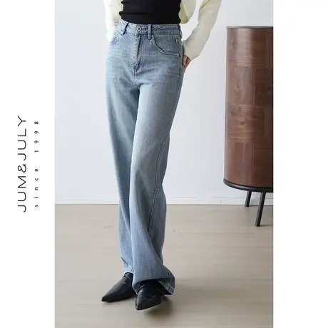 嘉茱莉2023夏季新款高腰天丝牛仔裤女薄款直筒裤小个子拖地长裤商品大图