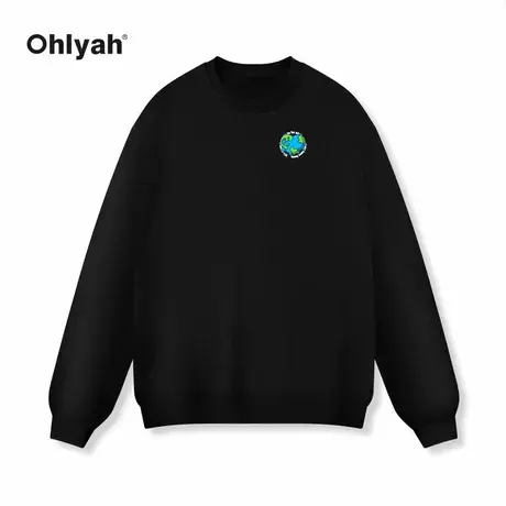 Ohlyah地球印花套头圆领卫衣男女无性别潮牌学生青少年定制班服商品大图