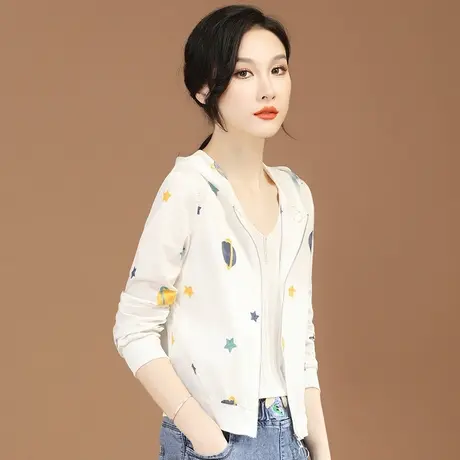 韩潮袭人文艺刺绣防晒衣女夏季2023新款长袖连帽短外套棒球服薄款图片