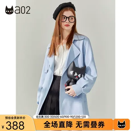 【漫步】a02通勤风外套女2023秋季新品宽松复古风衣百搭休闲上衣商品大图