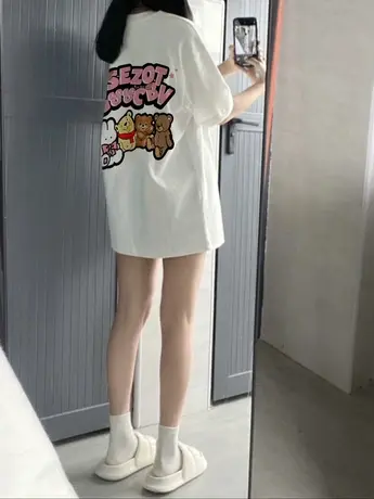 夏季2023新款白色短袖T恤纯棉潮牌美式复古下衣失踪独特设计上衣商品大图