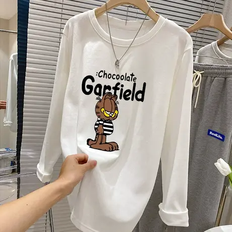 白色打底衫女秋冬洋气内搭加厚磨毛T恤女中长款韩版宽松长袖上衣商品大图