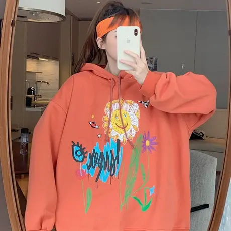 chic港味卫衣女秋冬宽松韩版复古上衣bf慵懒风加绒加厚外套潮ins图片