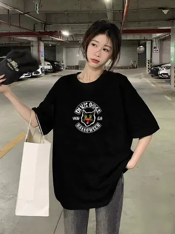 夏款t恤女短袖上衣2023年新款夏季仿棉夏装小众设计感半袖女装ins商品大图