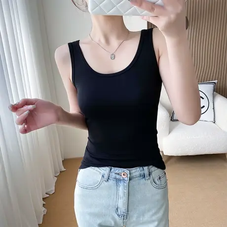黑色露背吊带背心女莫代尔显瘦美背春夏百搭上衣新款气质内搭外穿图片