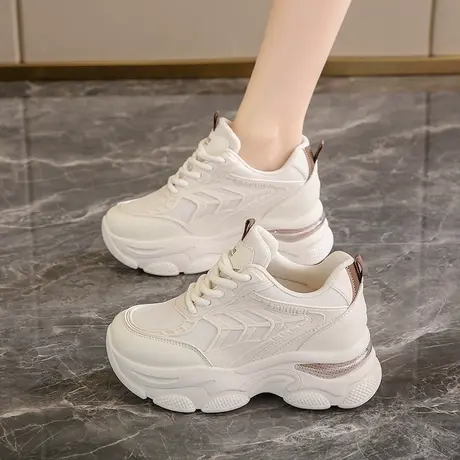 厚底老爹鞋女2024新款春秋增高小白鞋网红百搭休闲运动鞋子显脚小图片