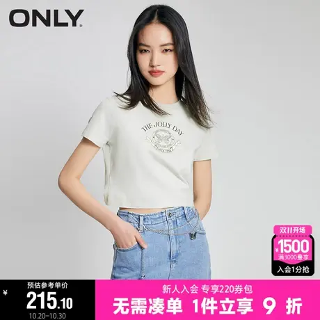 ONLY2023秋季新款休闲潮酷辣妹字母印花圆领短款T恤女|123201162商品大图