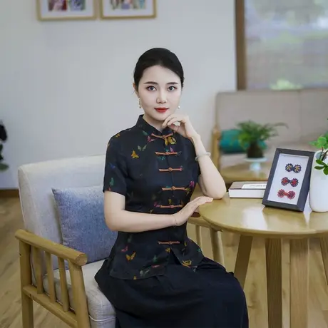 筠雅夏季新款中国风古典唐装上衣女修身显瘦夏日新中式穿搭24J287商品大图