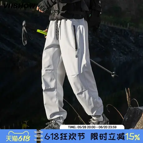 VIISHOW户外冲锋裤男25年春季新款登山运动裤美式宽松休闲工装裤商品大图