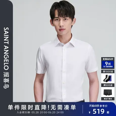 报喜鸟夏季新款男士商务正装短袖衬衫上衣上班打底衬衣桑蚕丝男款图片