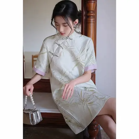 爵莱菲大码胖mm复古提花旗袍改良年轻款少女新中式裙子国风连衣裙图片
