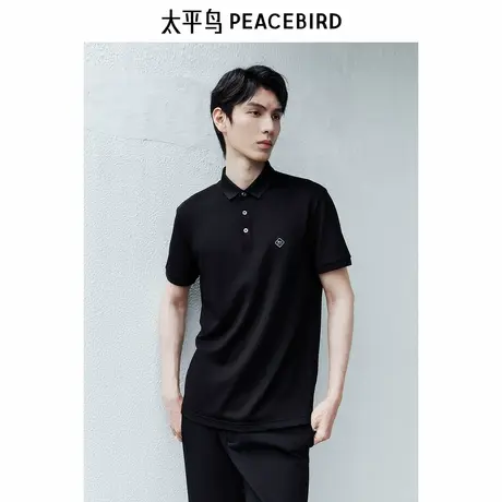 太平鸟男装休闲polo新款桑蚕丝修身短袖 B1COE10图片