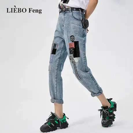裂帛LIEBOFeng设计师品牌2023商场同款锥形裤混搭风刺绣牛仔长裤商品大图