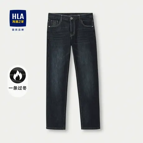 HLA/海澜之家一条过冬牛仔裤秋冬新款加厚保暖五袋款有型裤子男士商品大图