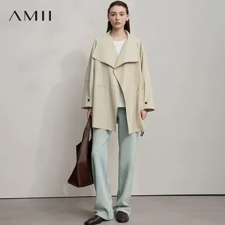 Amii25秋季极简风法式优雅绑带风衣外套女高级感风衣商品大图