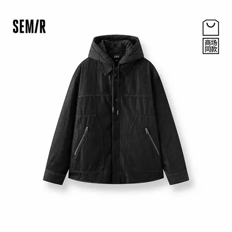 商场同款|森马棉服男冬季牛仔棉衣两件套防泼水2025新款一衣三穿商品大图