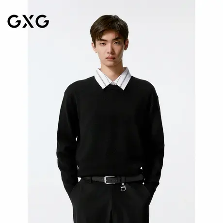 GXG男装 字母提花毛衫男士保暖针织衫 24年秋G24X203007商品大图