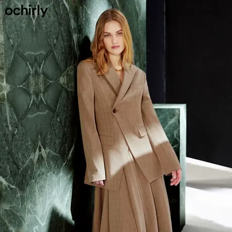 【首降】欧时力新款冬装不规则中长款西装外套上衣女1NH304563F商品大图