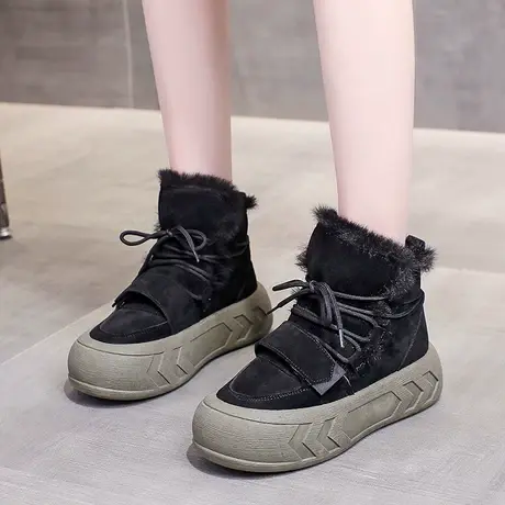秋季雪地靴女加绒加厚保暖棉鞋2023网红爆款保暖高帮鞋马丁短靴子商品大图